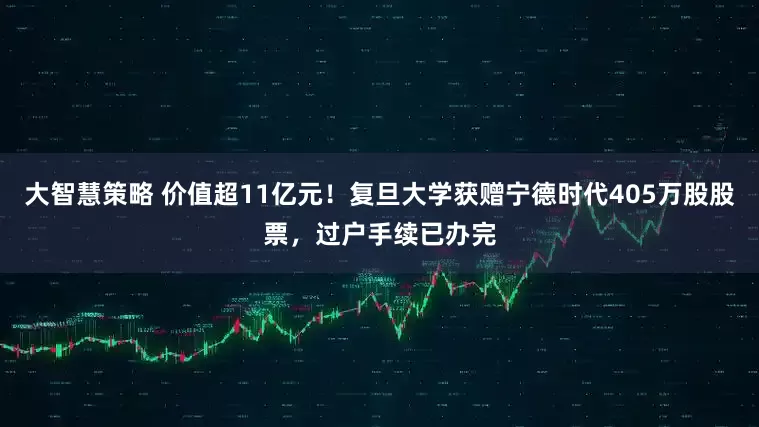 大智慧策略 价值超11亿元！复旦大学获赠宁德时代405万股股票，过户手续已办完